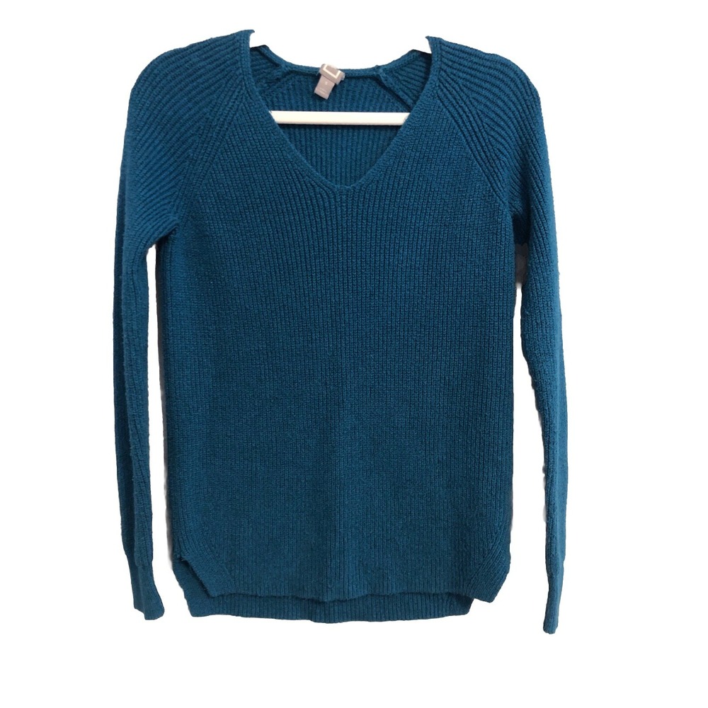 JCP Womens Sweater Small Blue Long Sleeve‎ Pullover V Neck Cozy Winter Top Shirt